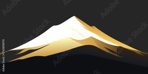 Golden Mountain Peak Illuminated by Sunlight summit