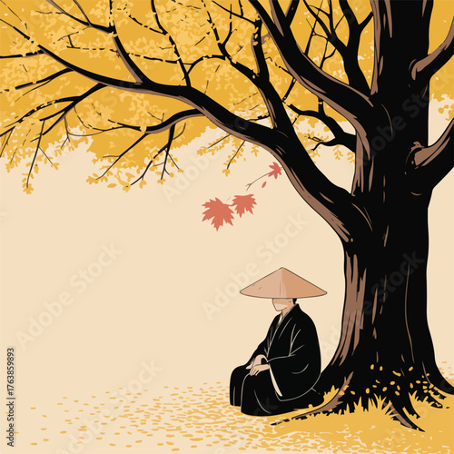 Tree silhouettes in autumn night and spring park vector illustration design