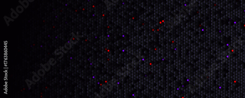 Threat hunting radar background, dim hex field with red indicators. Detections, MITRE ATTACK briefs, purple-team docs. Hunting backgrounds for analysts. Vector illustration