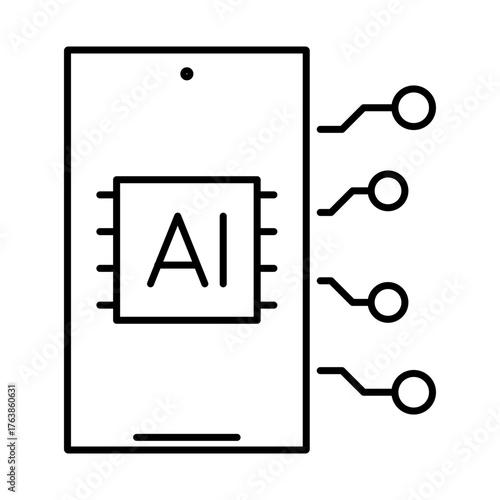 On Device icon, AI running on mobile, Local AI processing, Edge computing, and On-device AI model. Editable stroke.
