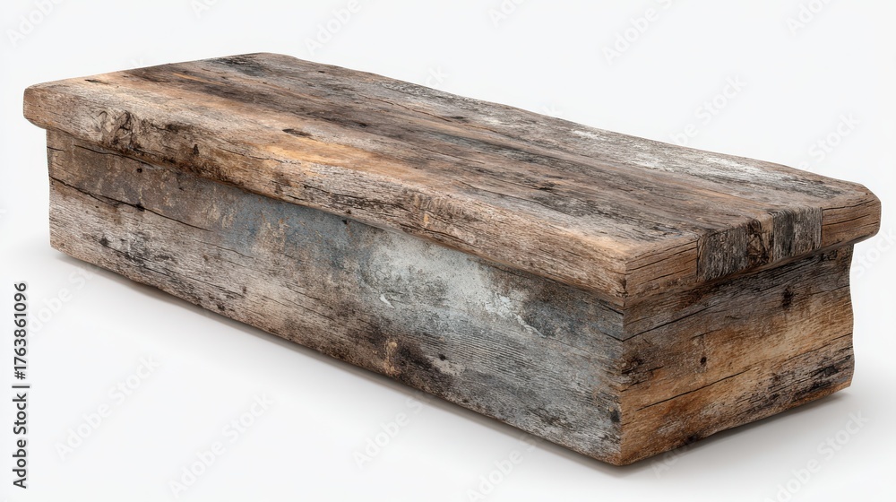 Fototapeta premium Vintage Wooden Coffin Prop Ideal for Halloween Decorations and Unique Experiences in Thematic Tours or Events