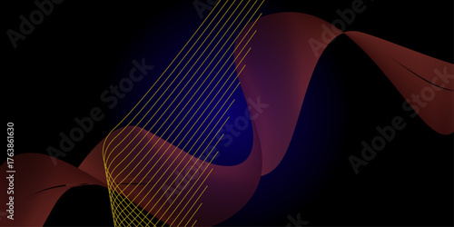 abstract line wave background. Modern abstract colorful geometric background. Abstract music wave element for design. Element for design isolated on black. 
