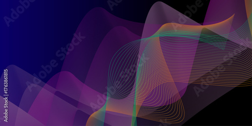 Modern purple blue gradient flowing wave lines. Abstract line art with wave patterns colourful background. Illustration of original background.
