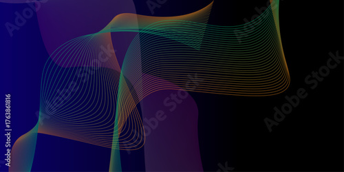 Modern purple blue gradient flowing wave lines. Abstract line art with wave patterns colourful background. Illustration of original background.
