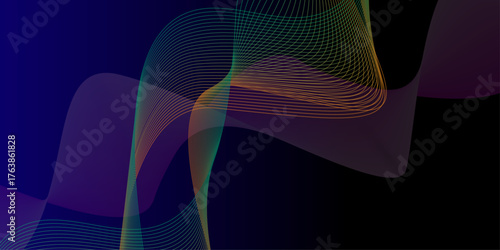 Modern purple blue gradient flowing wave lines. Abstract line art with wave patterns colourful background. Illustration of original background.
