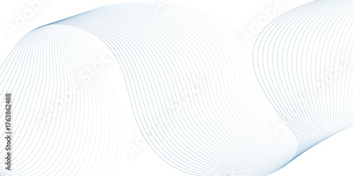 Abstract blue smooth wave on a white background. Dynamic sound wave. Design element. Vector illustration.	