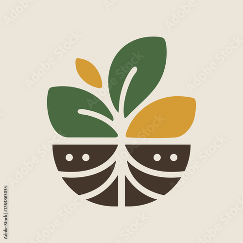 Abstract Plant Bowl Nature Food Logo