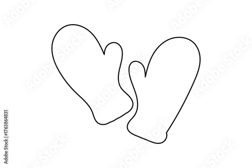 Hand drawn cozy mittens outline illustration for winter fashion and holiday design