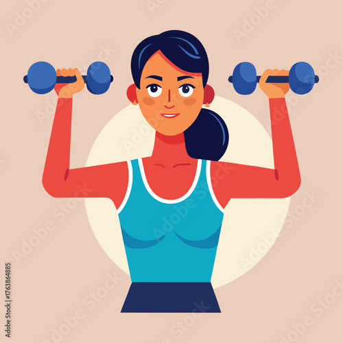 Woman performing dumbbell exercises for fitness and strength training