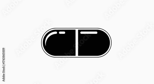 Black Pill Icon Simple Vector Illustration.