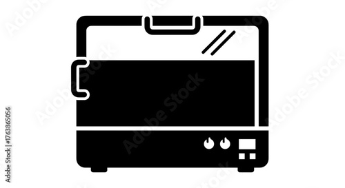 Deep fryer kitchen appliance solid glyph icon.