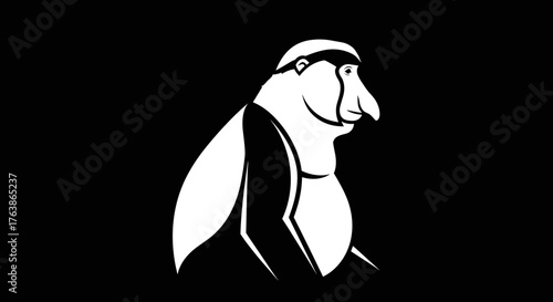 Optical Illusion Monkey or Man in Black and White.