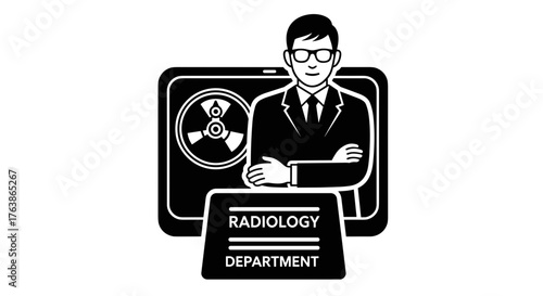 Radiology Department Specialist Black and White Icon.