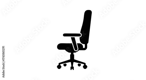 Silhouette of an ergonomic office chair on white background.