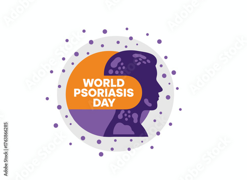World Psoriasis Day: a paper sign with a medical vector illustration promotes health care and psoriasis awareness