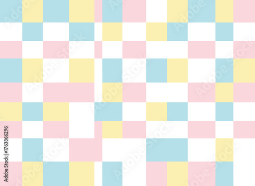 A retro, abstract, seamless pattern with cute geometric vector elements, an infantile style, and a colorful, endless texture