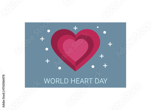 A vector illustration of a red heart design for World Heart Day, featuring paper cut art that emphasizes medical awareness and health care concepts