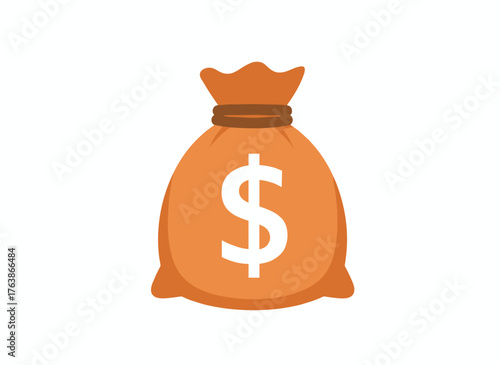 A 3D vector icon of a money bag with a dollar sign, symbolizing cash, interest rates, business, finance, ROI, financial solutions, prepayment, and down payment concepts in a cartoon minimal style