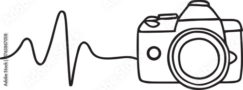 DSLR camera single line drawing vector art. eps