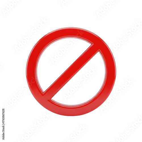 Free Download 3D Red Prohibition Symbol  Circle with Diagonal Line Representing Ban or Restriction - GFXLoad