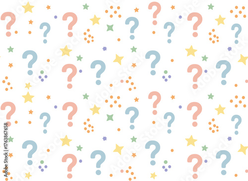 This seamless pattern features a blue and pink background ideal for gender reveal themes, making it perfect for baby shower invitations, announcements, or creative party designs, with a question mark