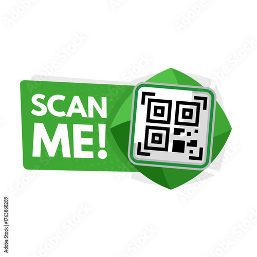 Scan me green banner with qr code