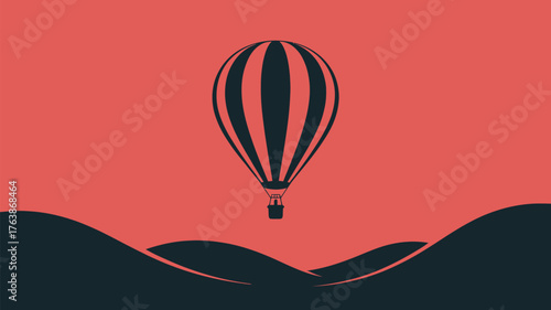 Dreamy adventure awaits with a hot air balloon ride over rolling hills, perfect for travel posters or inspiring stories of exploration and freedom