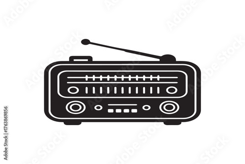 Classic Retro Portable Radio Receiver Icon Vector