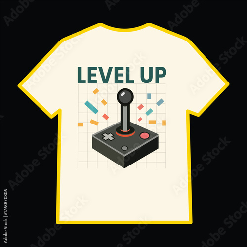Level Up Retro Joystick Gaming T-Shirt Design