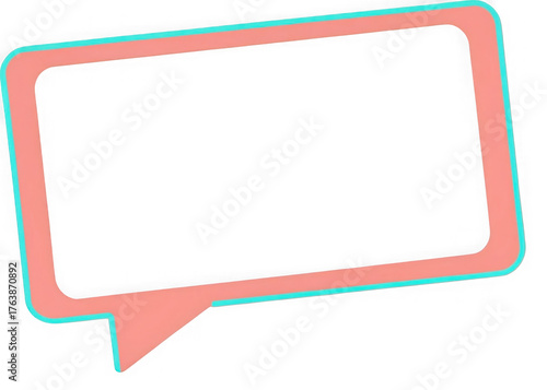 Clean rectangular speech bubble with soft pink outline ideal for minimalist design projects isolated on transparent background