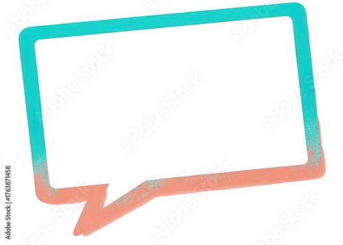 Vibrant neon speech bubble icon with gradient outline isolated on transparent background