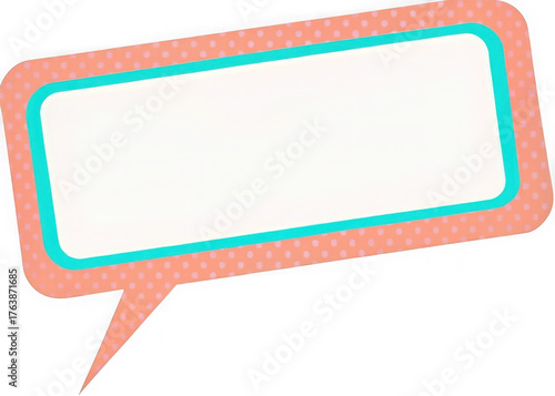Horizontal rectangular speech bubble with peach and teal accents ready for text isolated on transparent background
