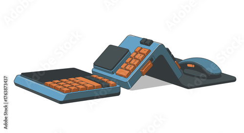 Modern Strategy Development: Minimalist Vector Illustration of Seamless Digital Workflow and Process Optimization.