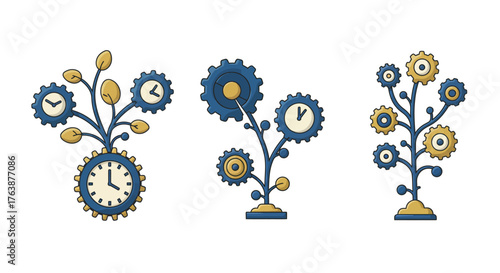 Streamline Operations: Premium Vector Icon Set for Time Management, Workflow Optimization, and Corporate Productivity.