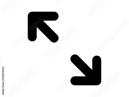 Fullscreen icon, expand and minimize view control button for video player and multimedia interface, minimal outline vector illustration isolated on white background.