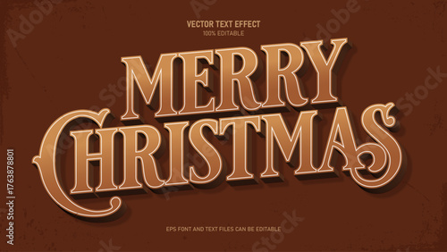 Merry christmas 3d vintage style editable text effect