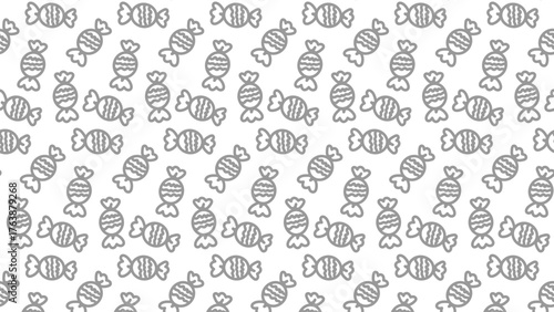 A delightful pattern of wrapped candies, a sweet confection repeating endlessly, ideal for backgrounds and designs