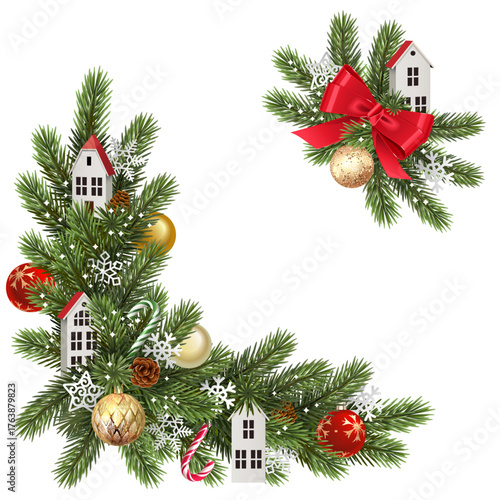 Vector Fir Corner with Wooden House