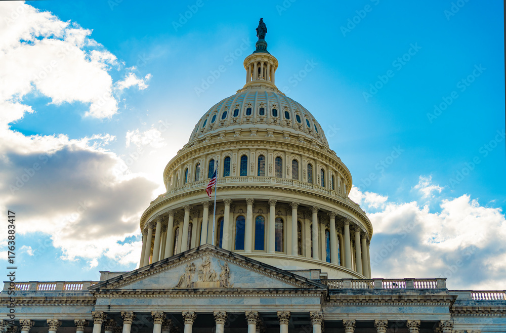Fototapeta premium Federal government in the nation capital. USA symbol. American capital city. Washington State Capitol. United states Capitol. Capitol building. The Capitol building in Washington