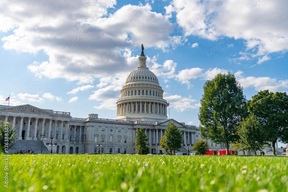 Fototapeta premium Washington monument architecture. Washington DC. US Senate. Federal government in the nation capital. USA symbol. American capital city. Washington State Capitol. United states Capitol