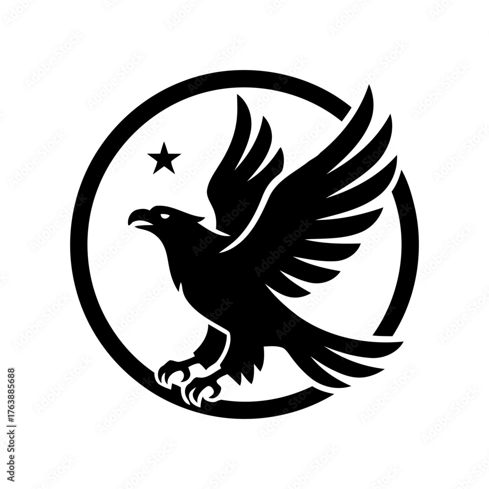 Obraz premium Vector art of eagle flying inside a circle