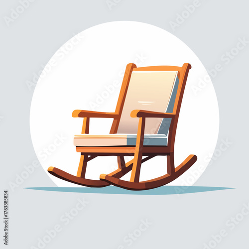Comfortable Wooden Rocking Chair Illustration on White Background.