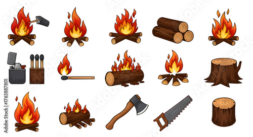 Campfire and woodworking elements collection
