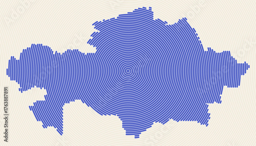 Kazakhstan shape rings. Country map formed by stacked circles. Kazakhstan boundary shape design. Elegant vector illustration.