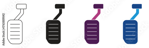 Car pedal icon set isolated on white background, vector illustration.