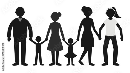 Diverse family group holding hands in unity and togetherness