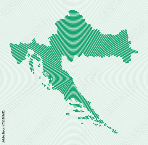 Croatia shape rings. Country map formed by stacked circles. Croatia boundary shape design. Classy vector illustration.