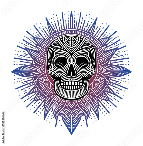 skull - tribe ethnical decorative, tattoo, logo (artwork 4)