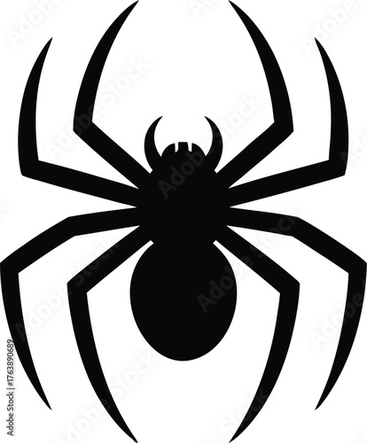 Black spider arachnid vector illustration on a white background, a scary insect symbol for Halloween design or tattoo art