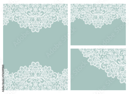 Template frame  design for card. Invitation with lace flowers